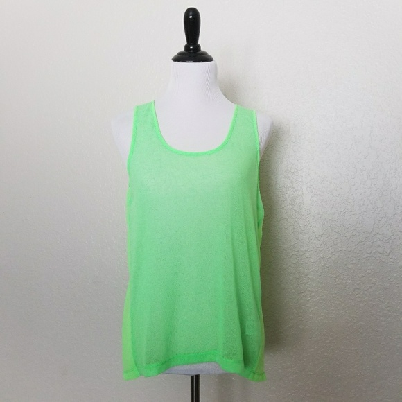 😀 Romeo & Juliet Couture Neon Lime Green Tank Top - Picture 1 of 7